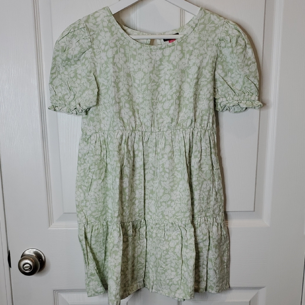Vince Camuto Mint Green Floral Tiered Casual Dress for Kids